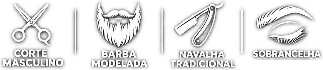 Corte masculino, barba modelada, navalha tradicional, sobrancelha na tesoura